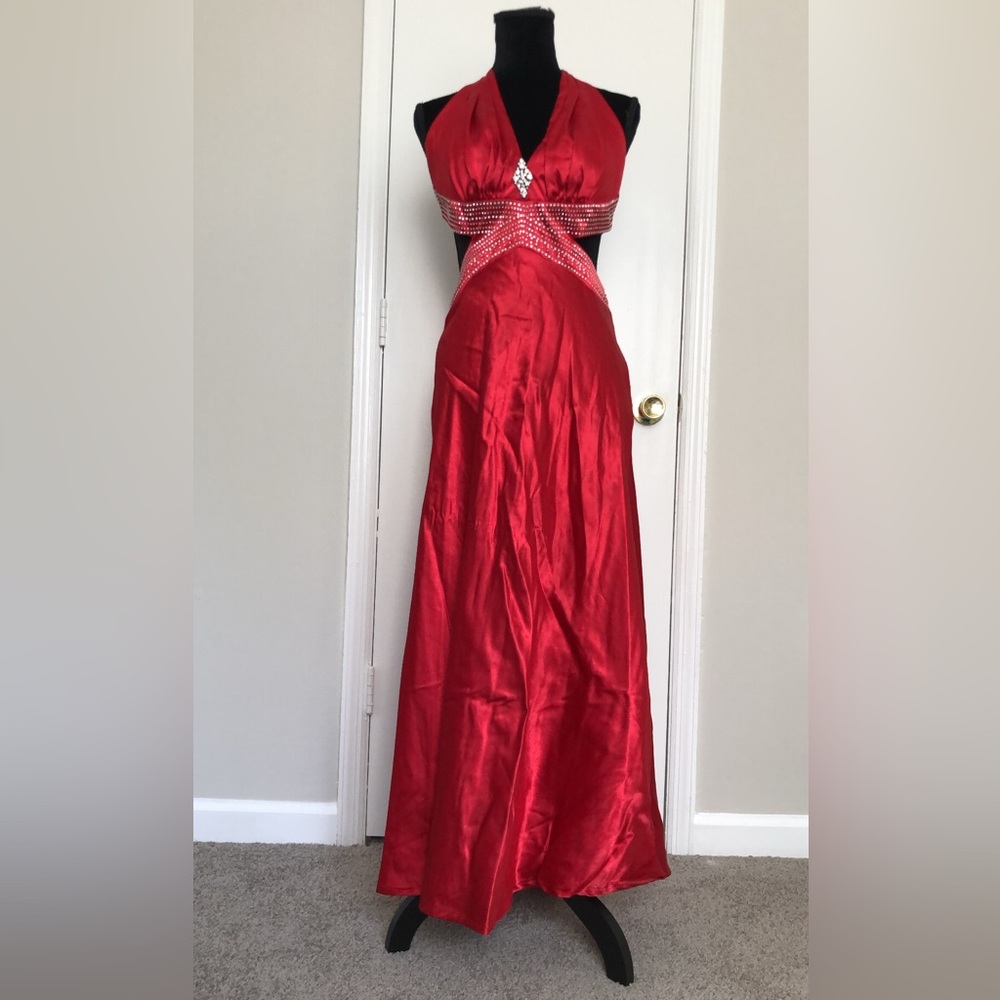 Red Silk Prom Dress Size 9
